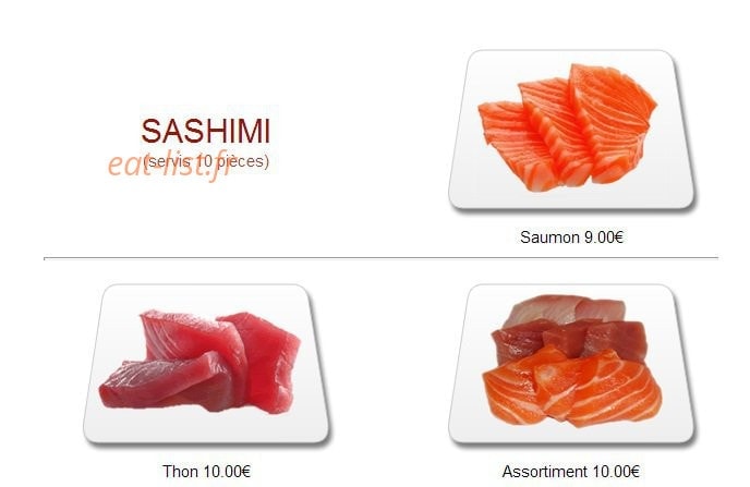 Carte et menu de Yukita à Villenave d'Ornon — Les sashimis