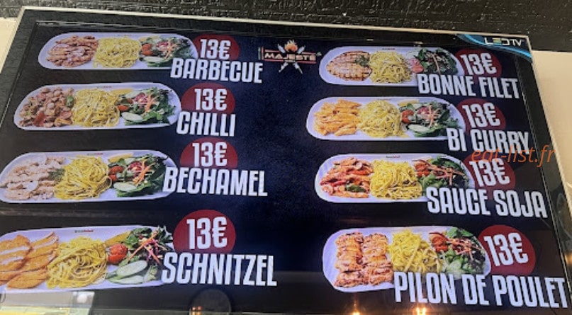 Majesté grill — carte page 1