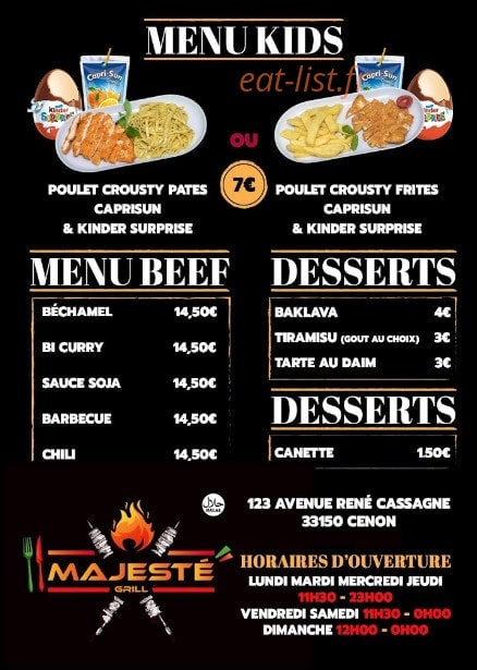 Majesté grill — carte page 3
