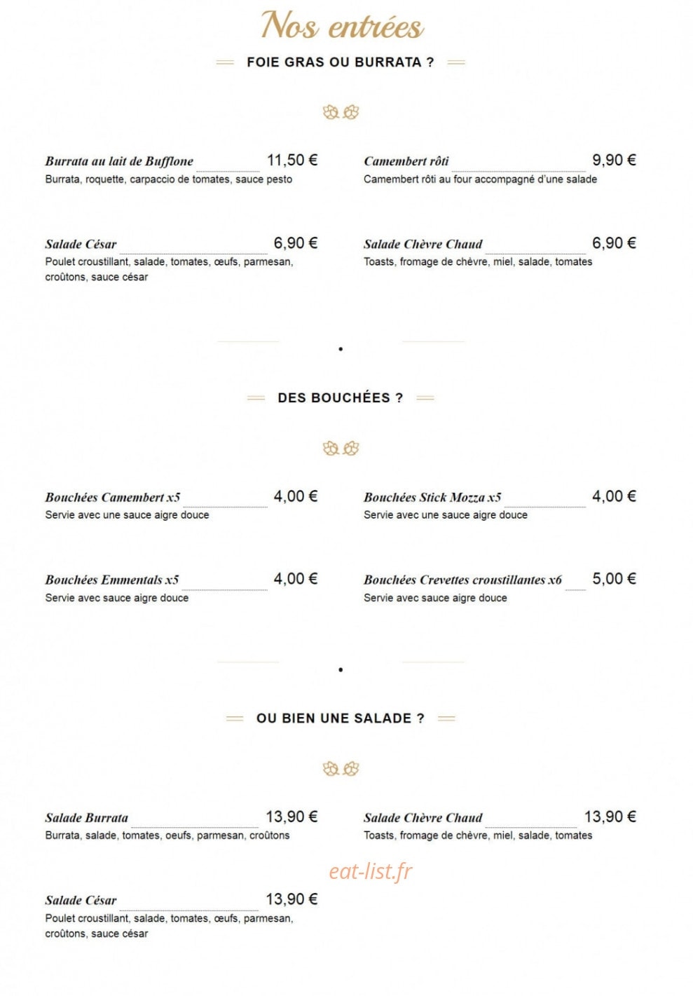 O Grill — carte page 1