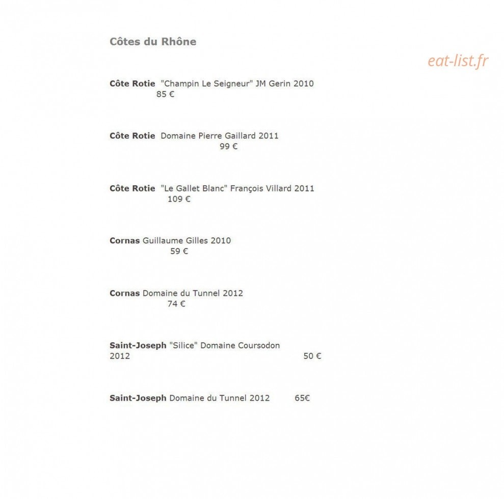 Restaurant La Cape — carte page 17