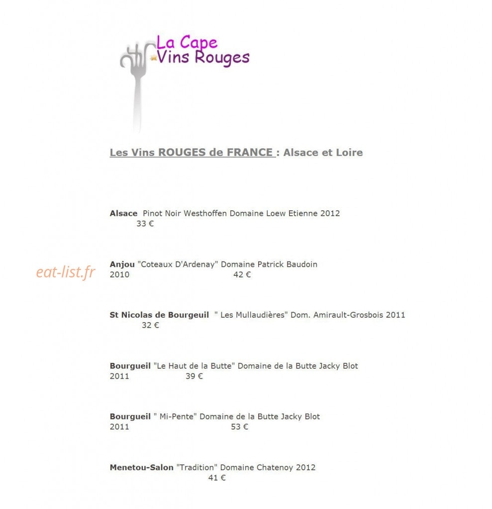 Restaurant La Cape — carte page 15
