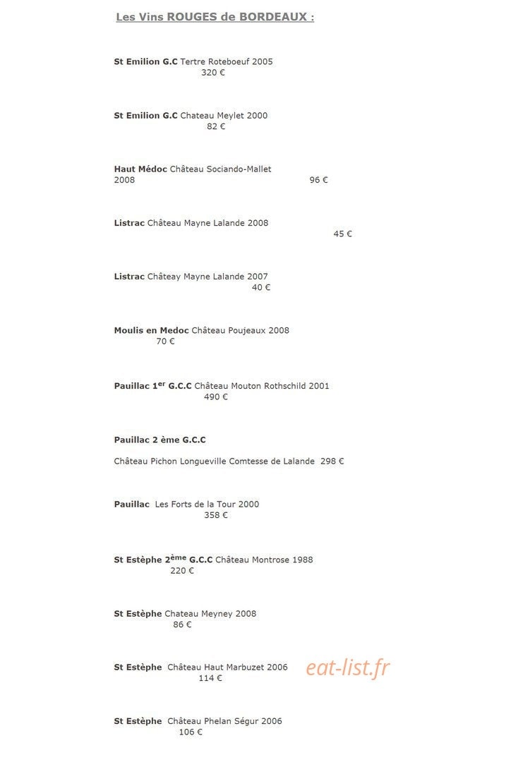 Restaurant La Cape — carte page 24