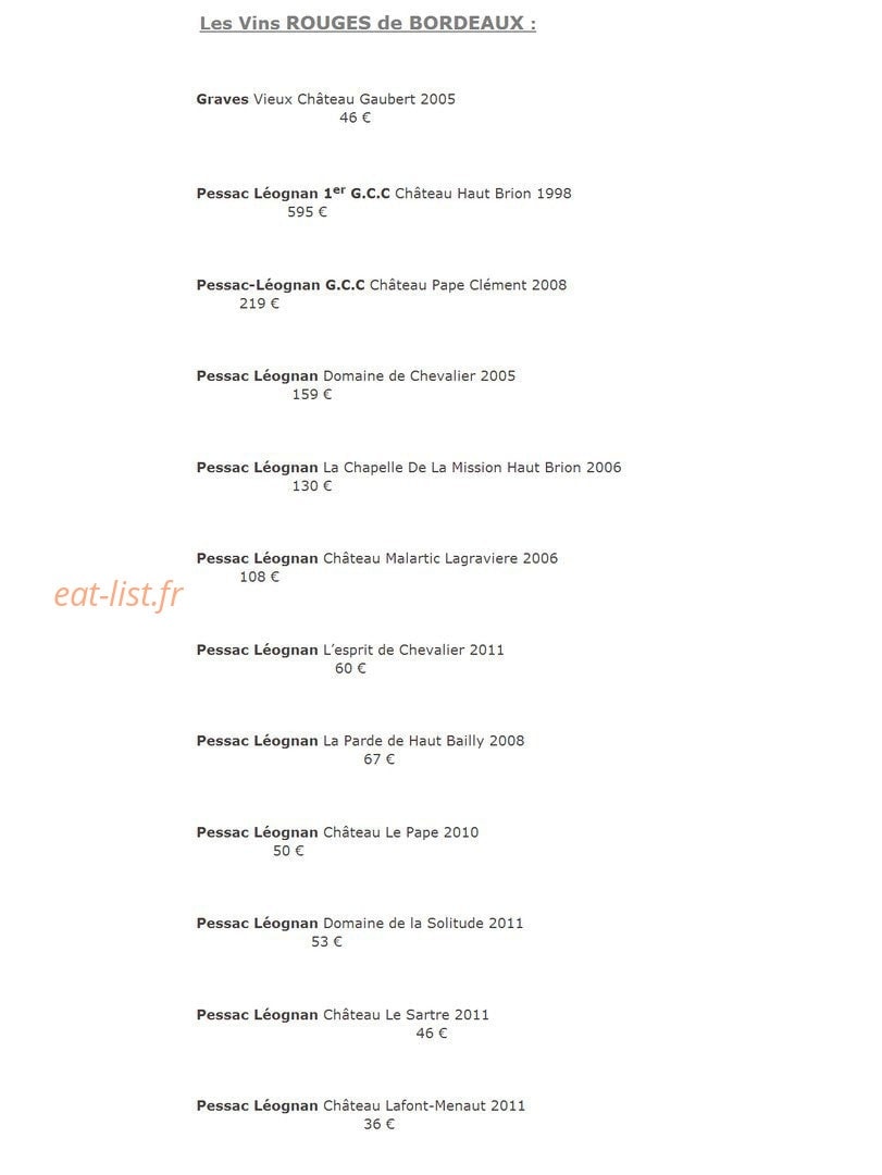Restaurant La Cape — carte page 25