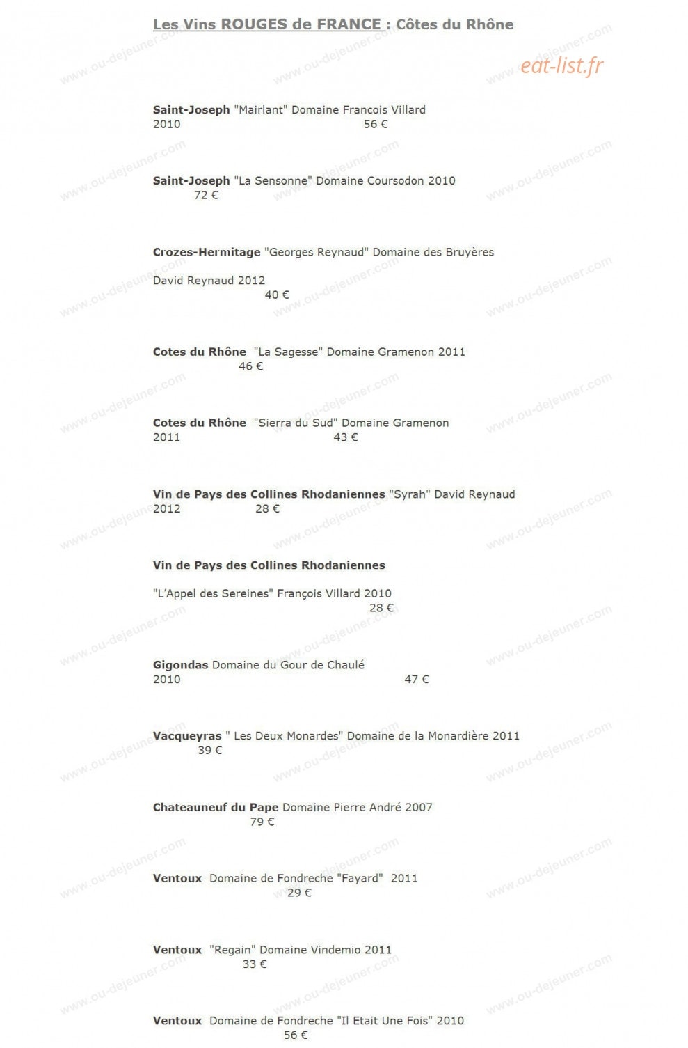 Restaurant La Cape — carte page 18