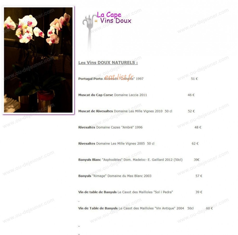 Restaurant La Cape — carte page 12