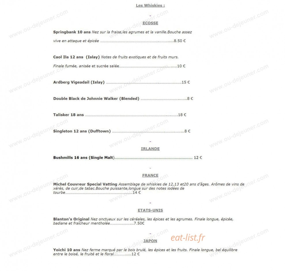 Restaurant La Cape — carte page 27
