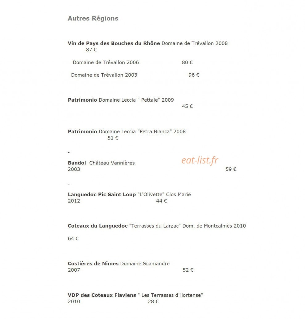 Restaurant La Cape — carte page 19
