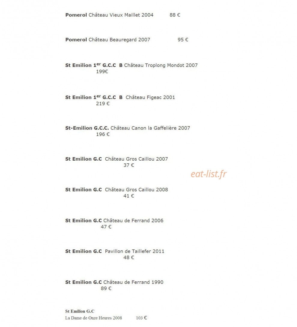 Restaurant La Cape — carte page 23