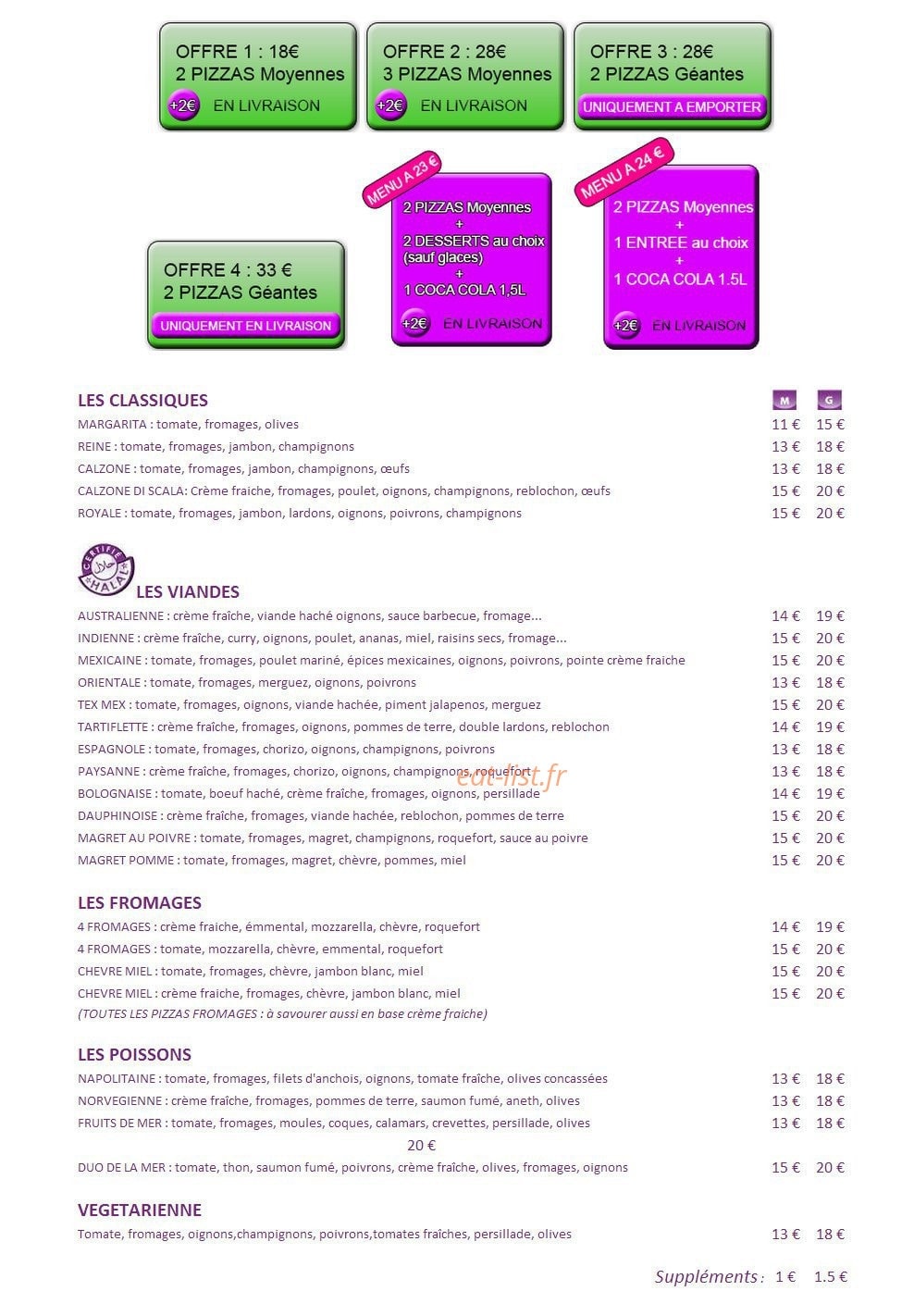Scala Pizza — carte page 1