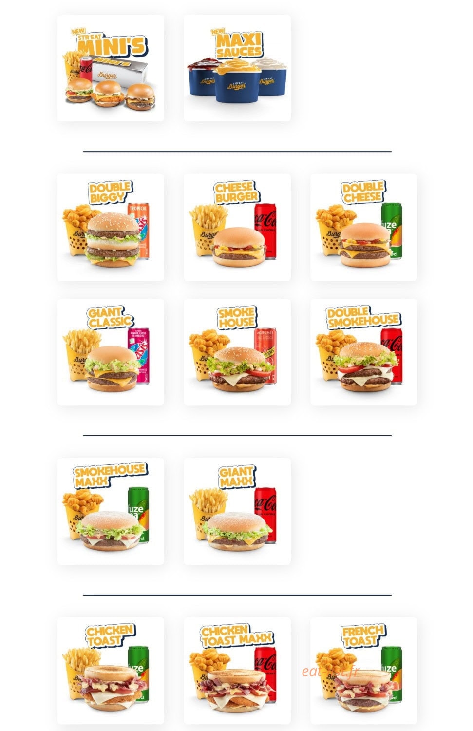 Str'eat Burger — carte page 1