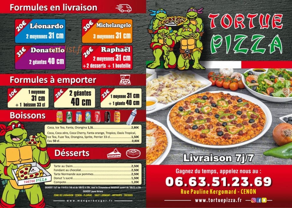 Tortue pizza — carte page 1