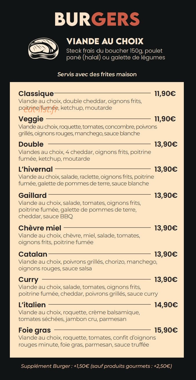 Lds Burger — carte page 1