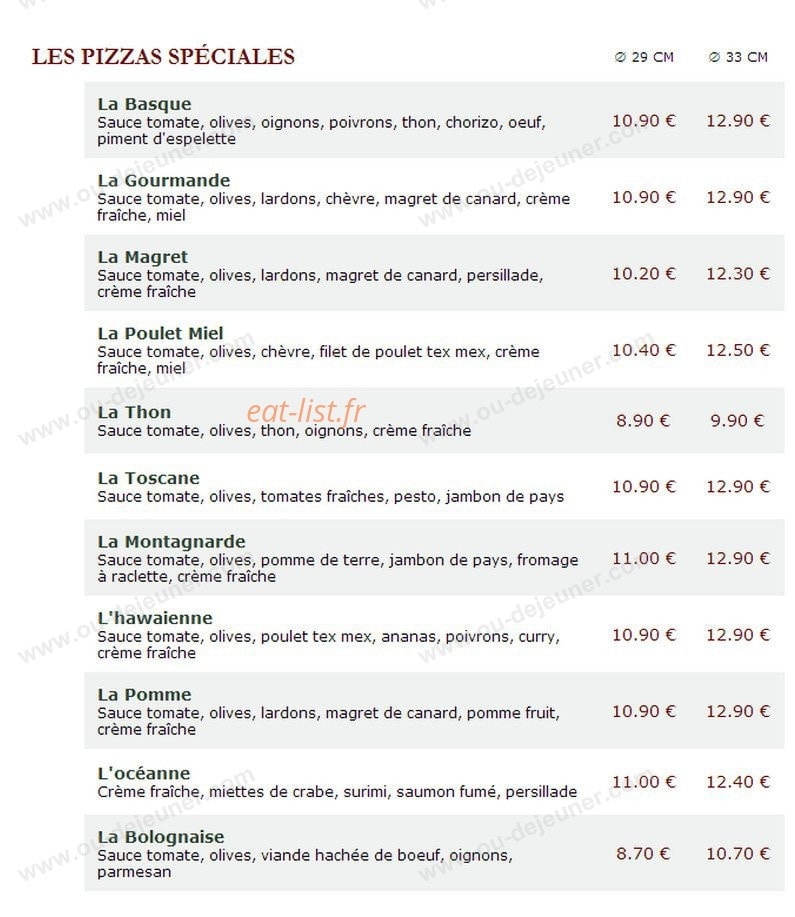 Le Kiosque à Pizzas — carte page 3