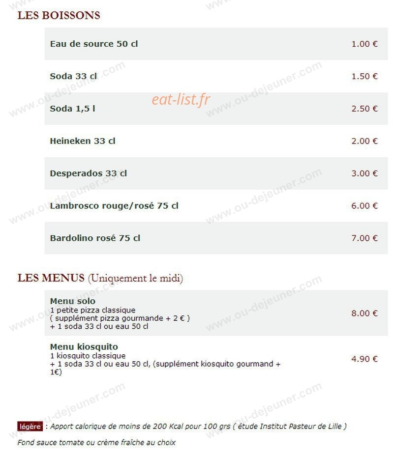 Le Kiosque à Pizzas — carte page 5
