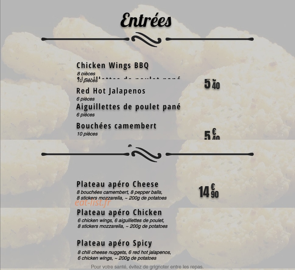 Bella Pizza — carte page 1