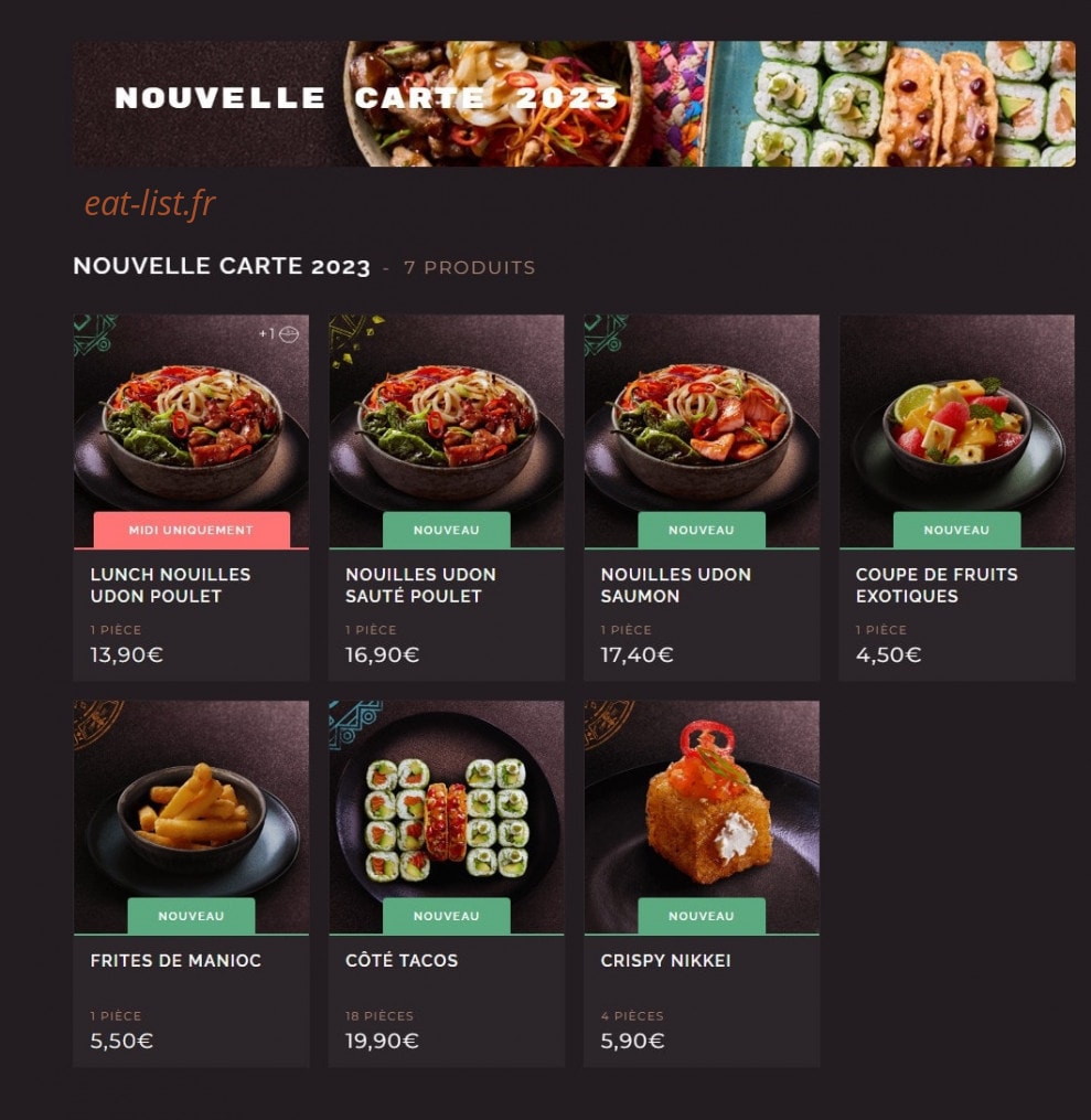 Carte et menu de Côté Sushi à Saint Medard en Jalles — La carte