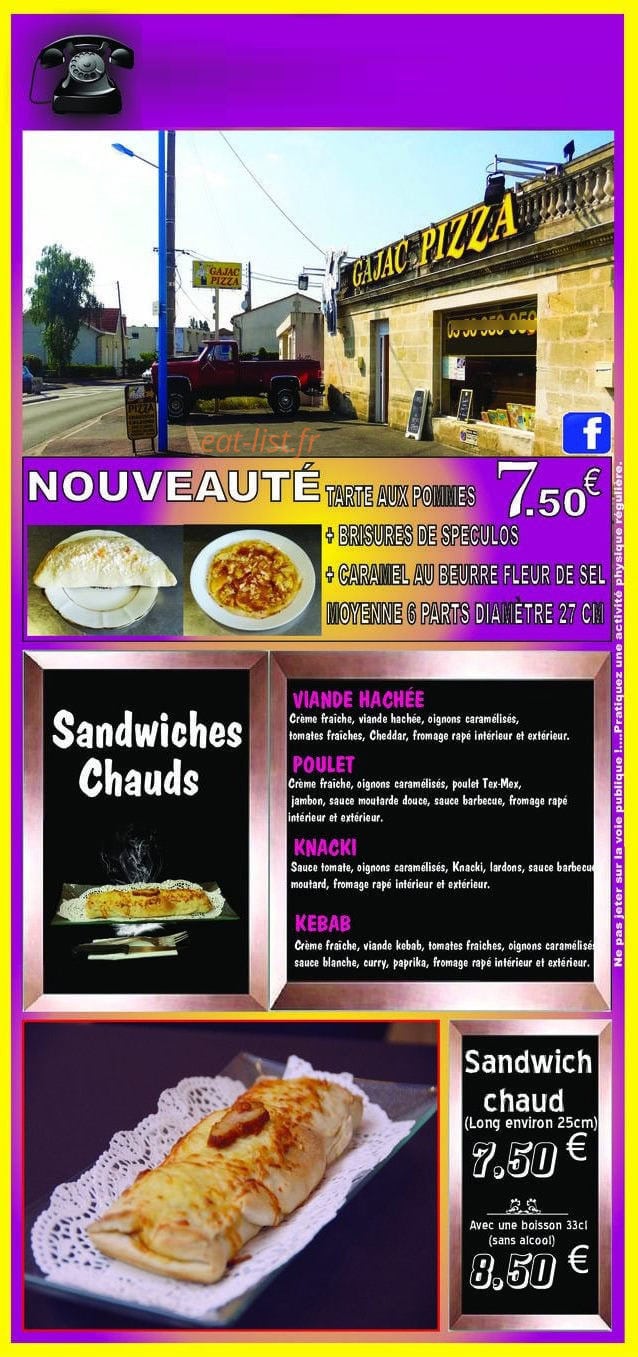 Gajac Pizza — carte page 4