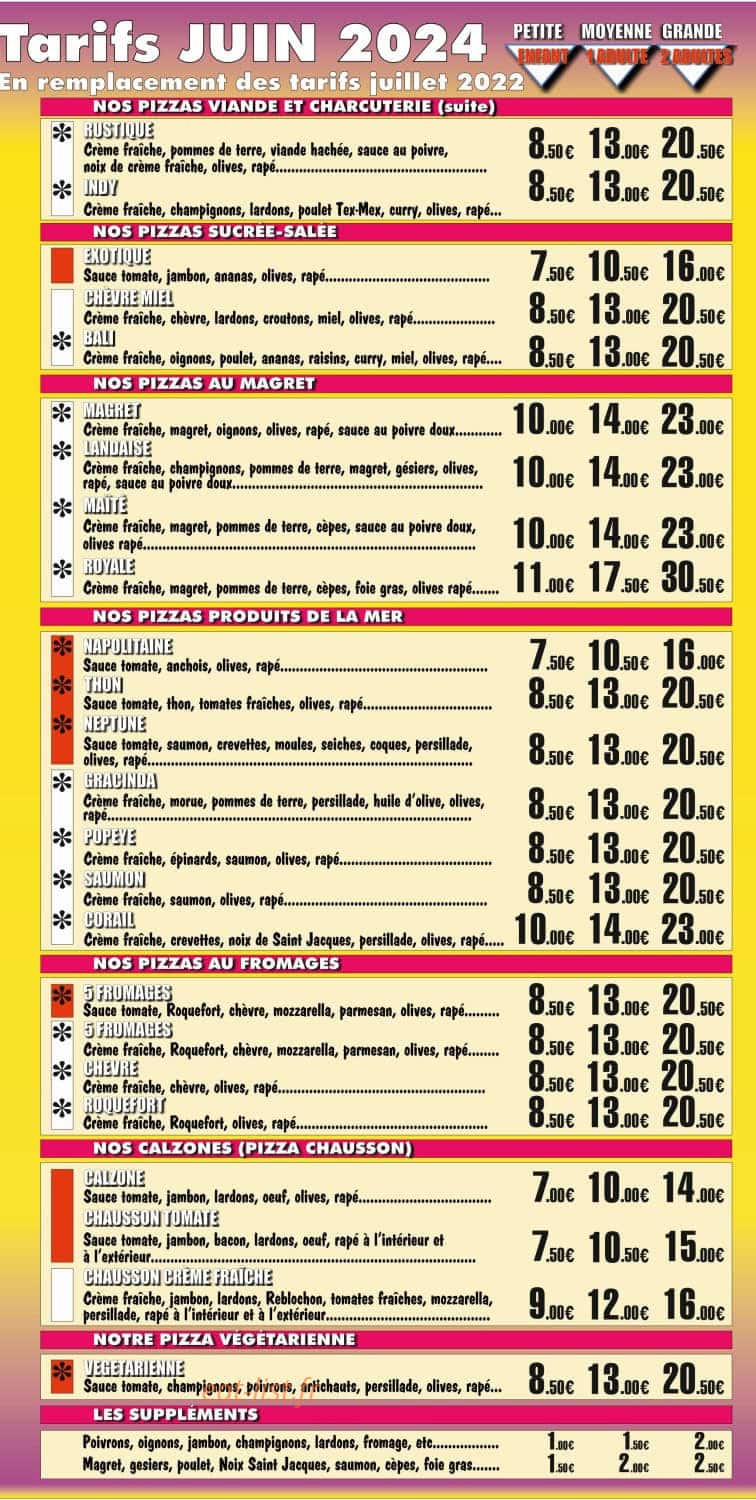 Gajac Pizza — carte page 2
