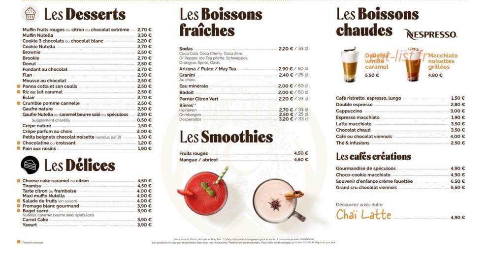 La Cabane à Bagels — carte page 2