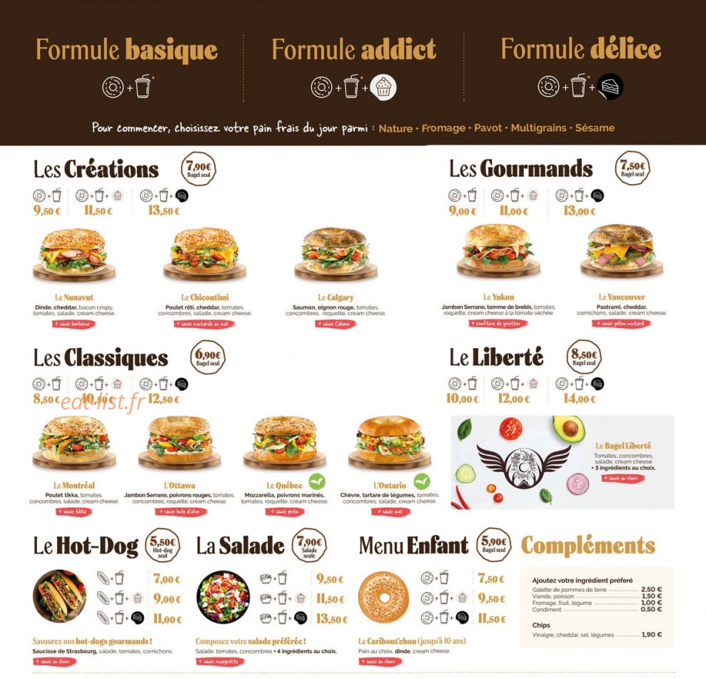 La Cabane à Bagels — carte page 1