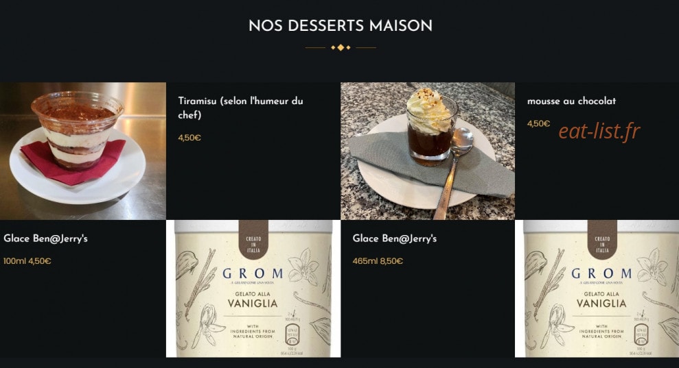 Carte et menu de La casa di Stéfano à Saint Medard en Jalles — Les desserts