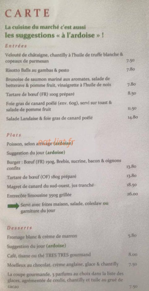 Le Bistrot Gare — carte page 2