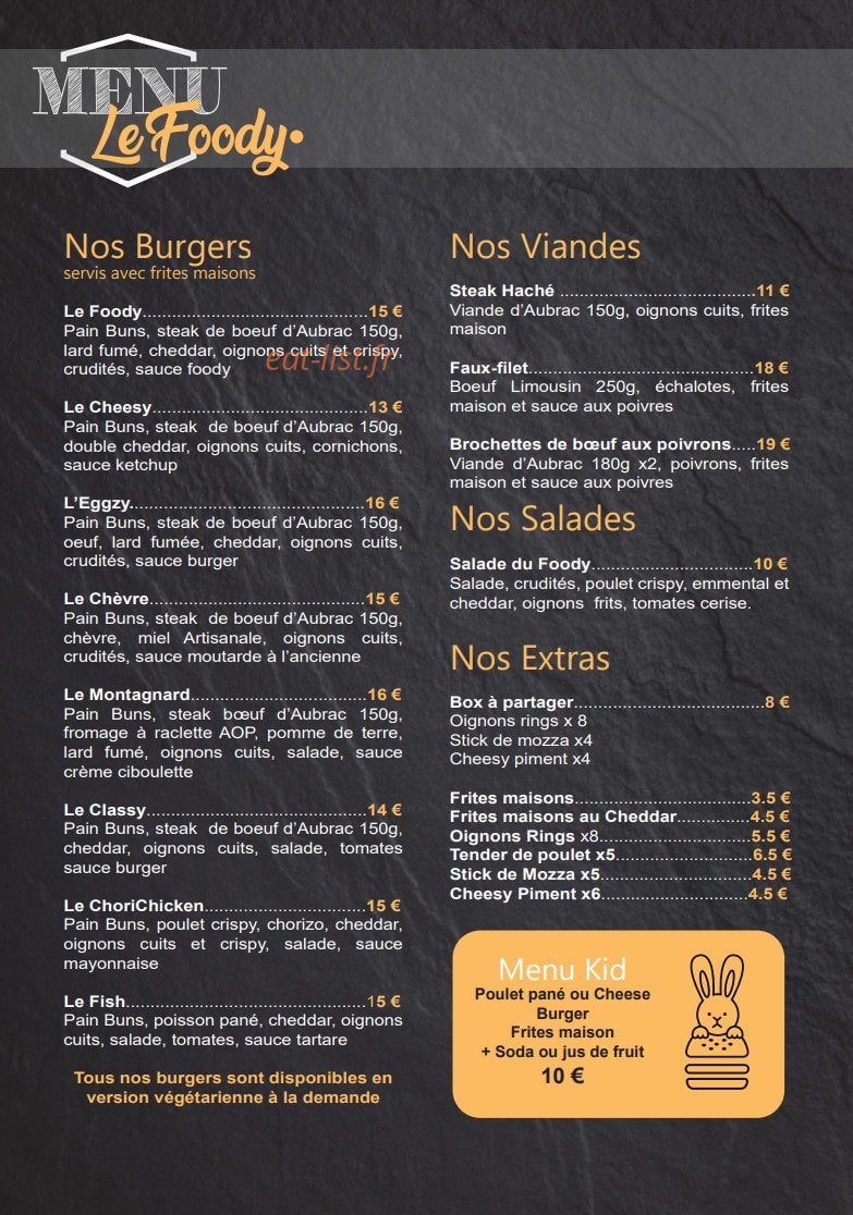 Le Foody — carte page 1