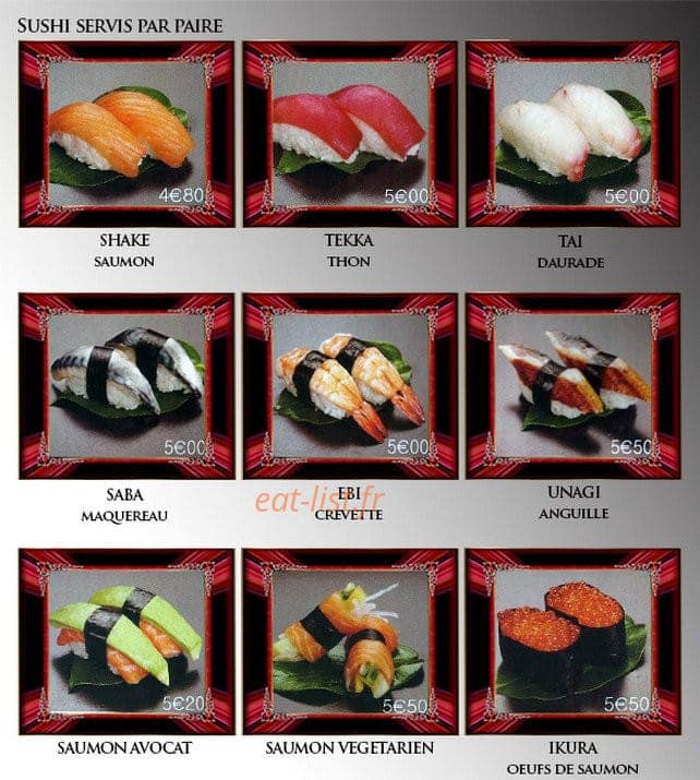 Carte et menu de Le Fujiyama à Saint Medard en Jalles — Les sushis