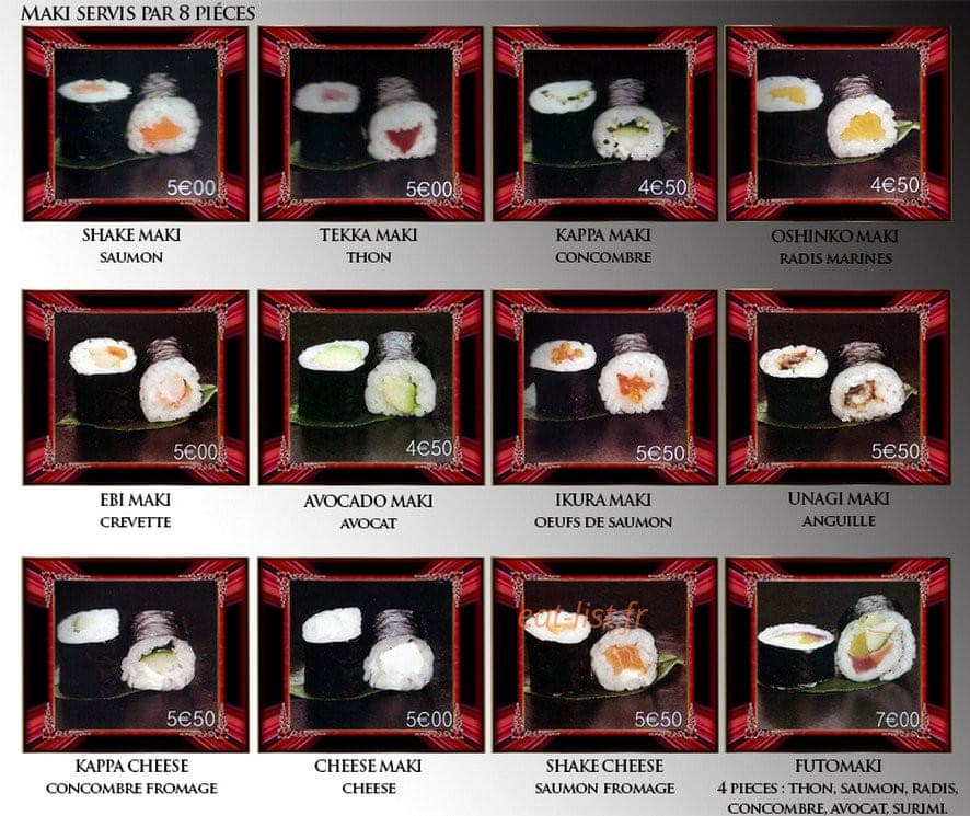 Carte et menu de Le Fujiyama à Saint Medard en Jalles — Les makis