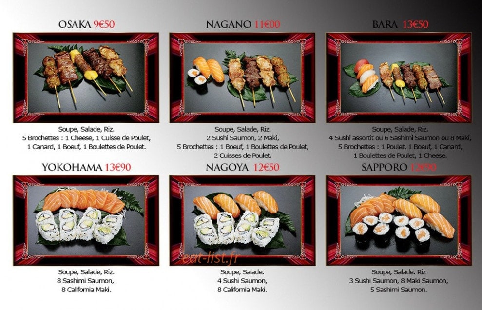 Carte et menu de Le Fujiyama à Saint Medard en Jalles — Les menus midis