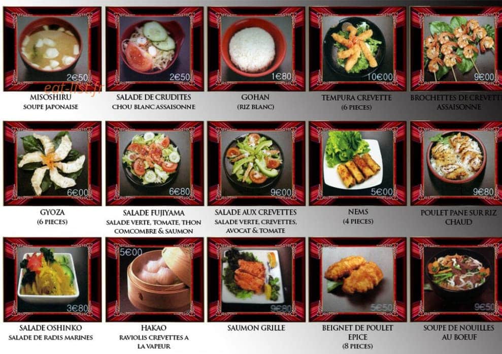 Carte et menu de Le Fujiyama à Saint Medard en Jalles — Les entrées