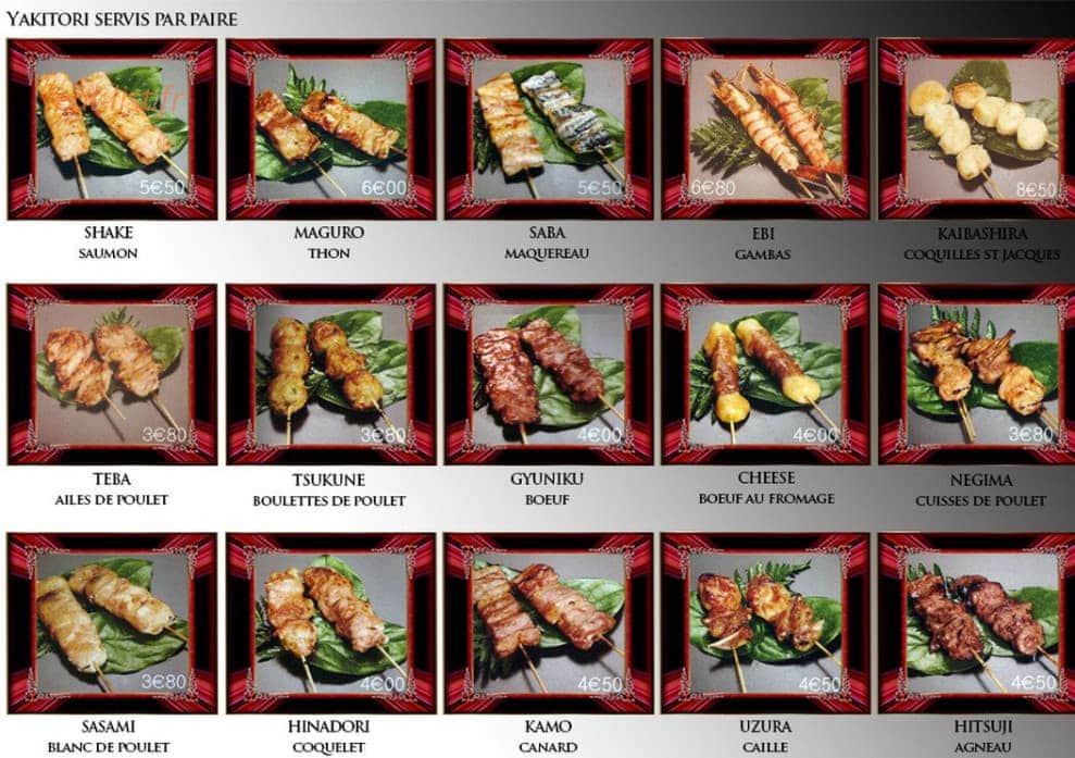 Carte et menu de Le Fujiyama à Saint Medard en Jalles — Les yakitoris
