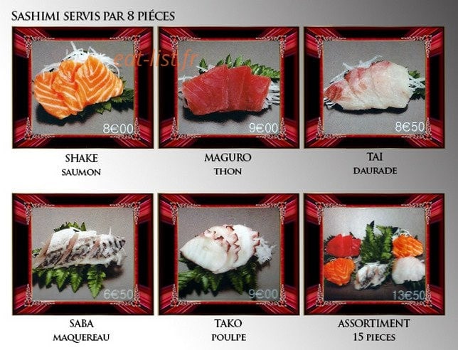 Carte et menu de Le Fujiyama à Saint Medard en Jalles — Les sashimis