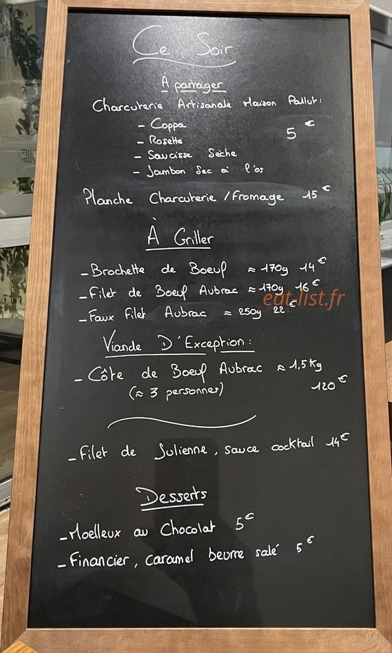 Le Petit Comptoir — carte page 1