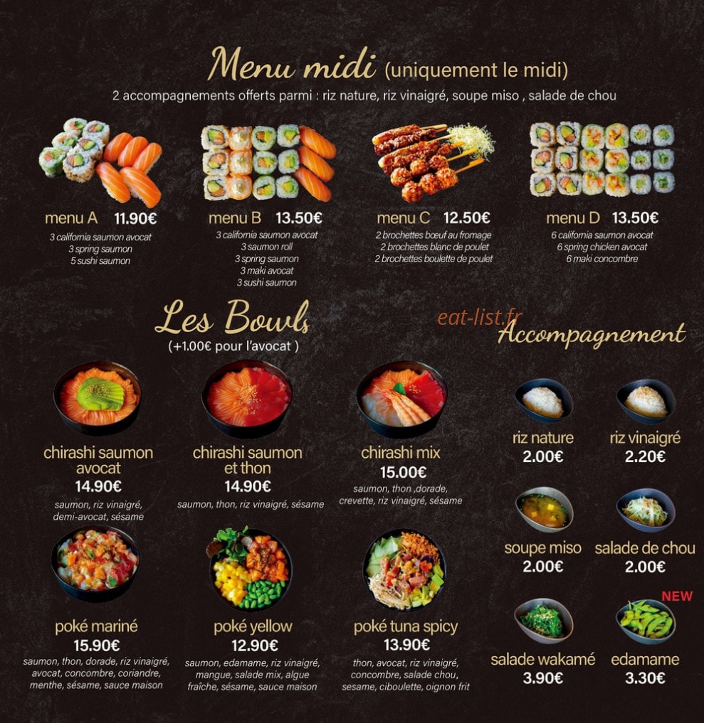 Carte et menu de Sushi Lu à Saint Medard en Jalles — Les bowls, menu midi, ...