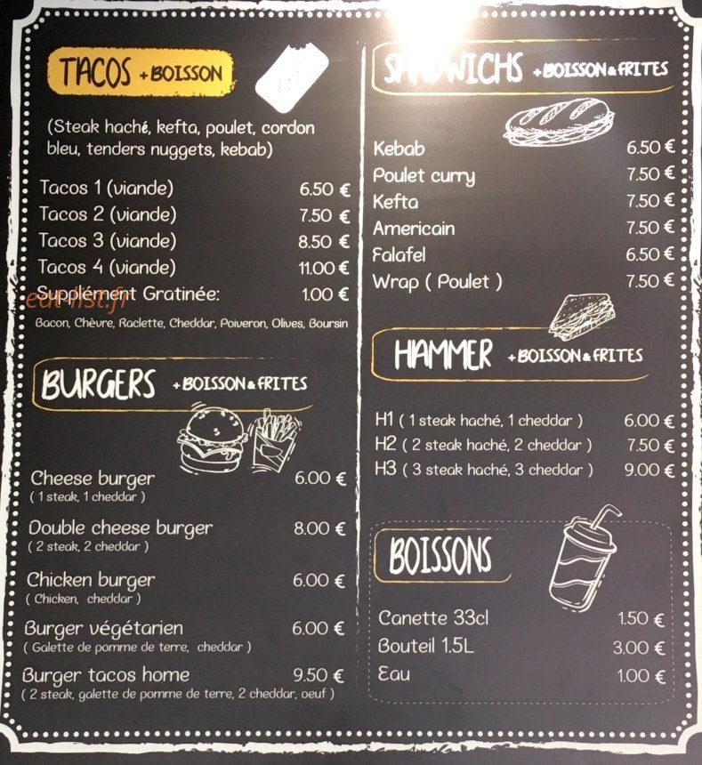 Tacos Home — carte page 1