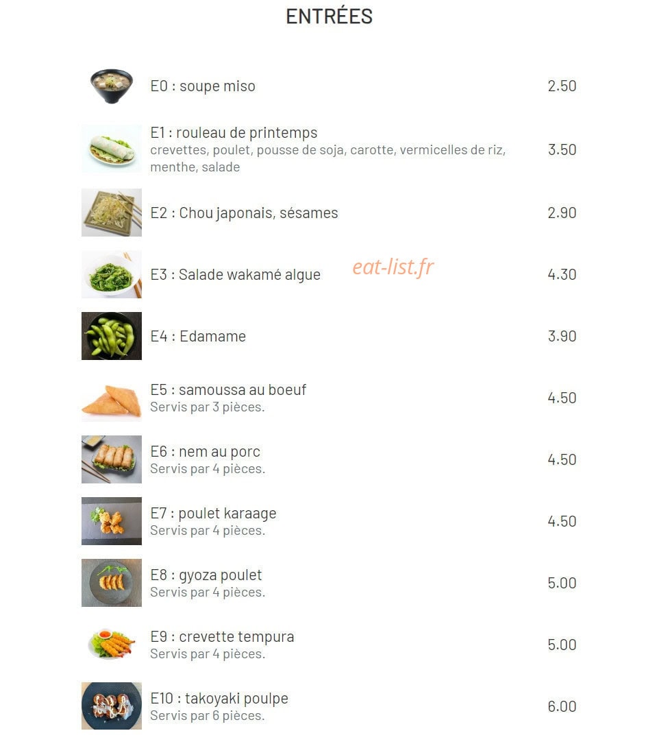Chiaki Sushi — carte page 1