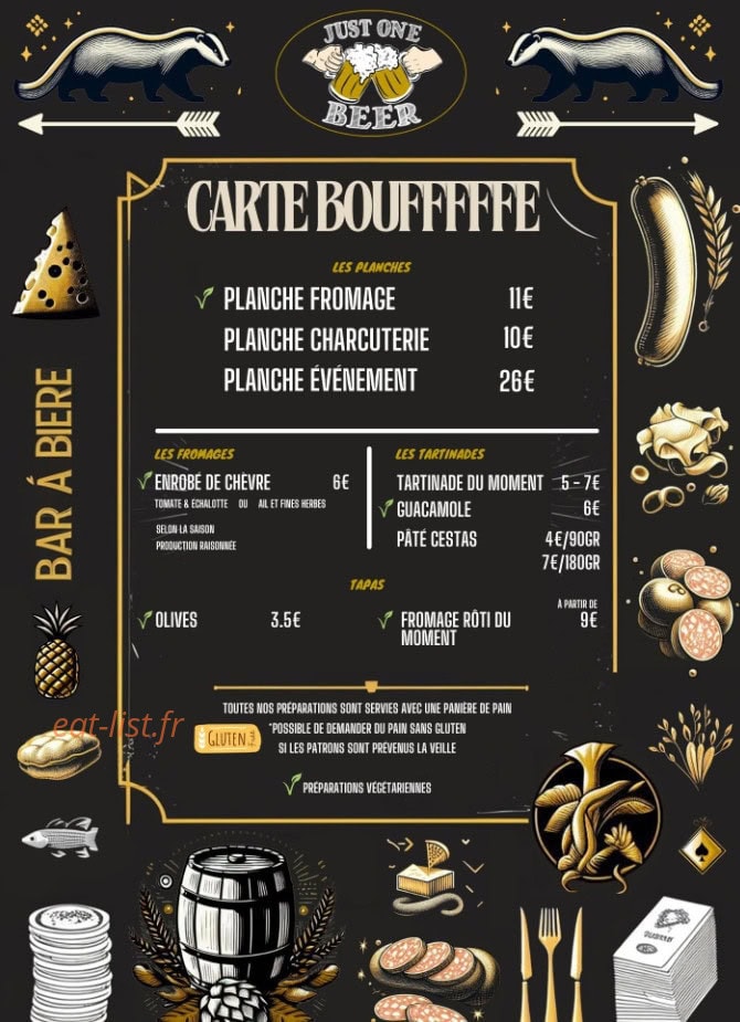 Just one beer — carte page 1
