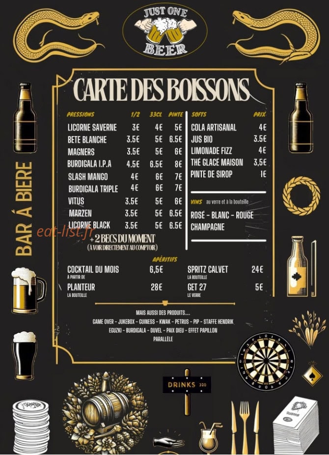 Just one beer — carte page 2