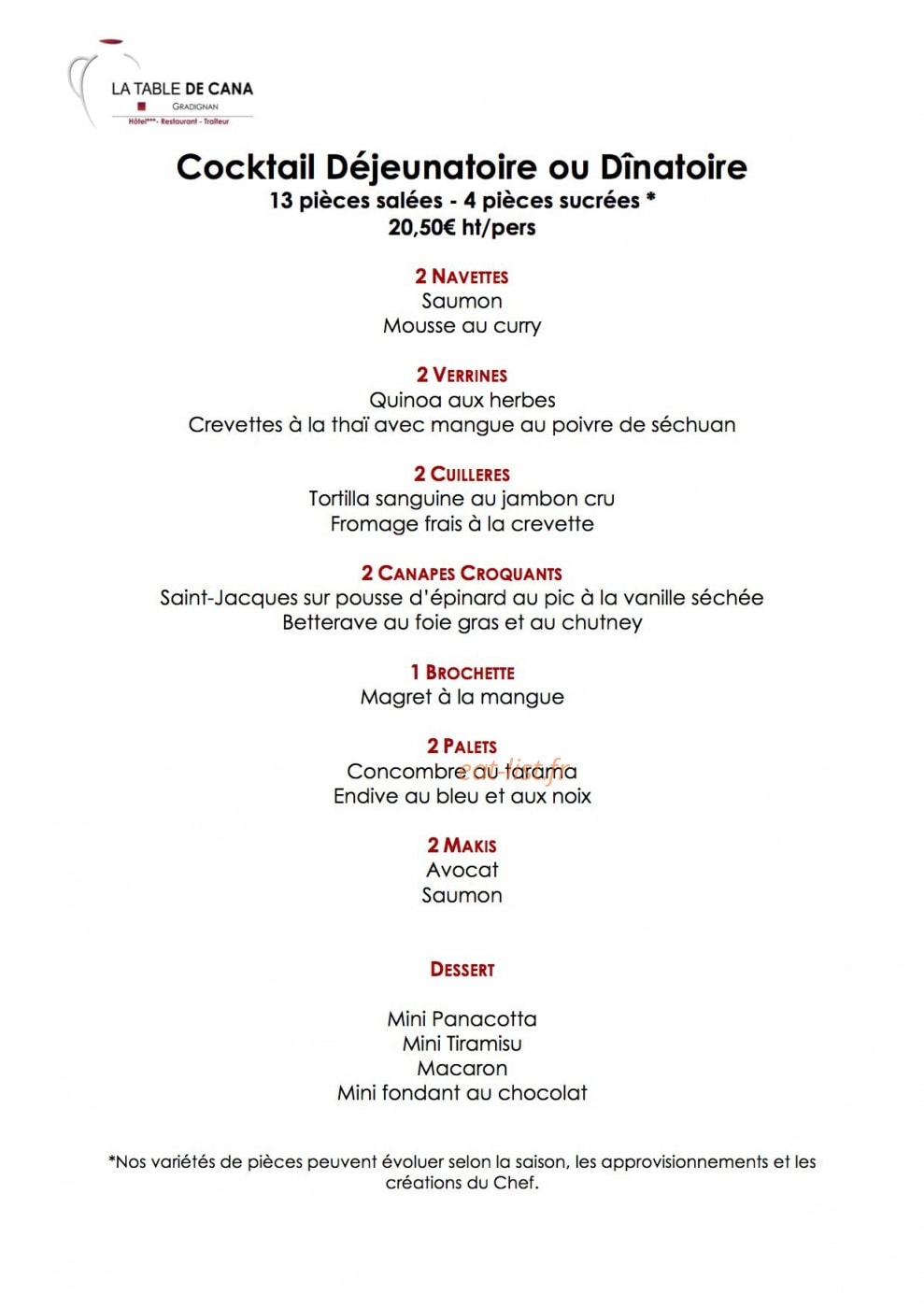 La Table de Cana — carte page 9