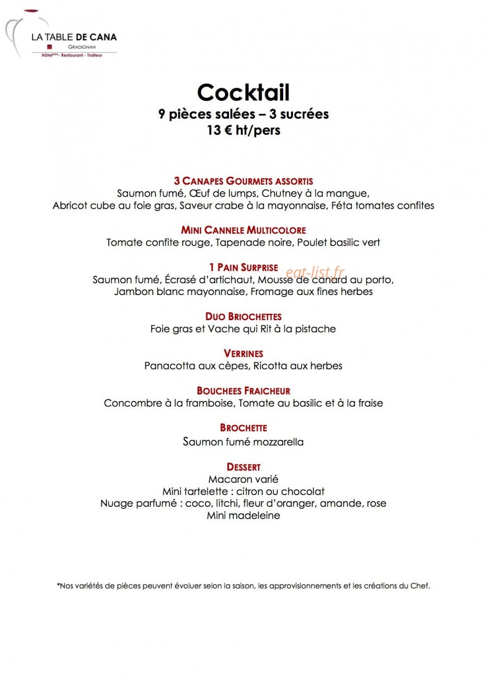 La Table de Cana — carte page 7