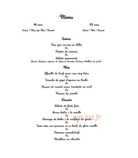 La Villa Bersol — carte page 2