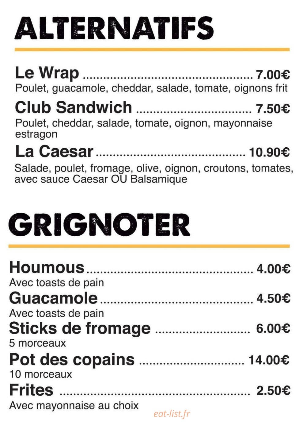Yes poulet — carte page 2