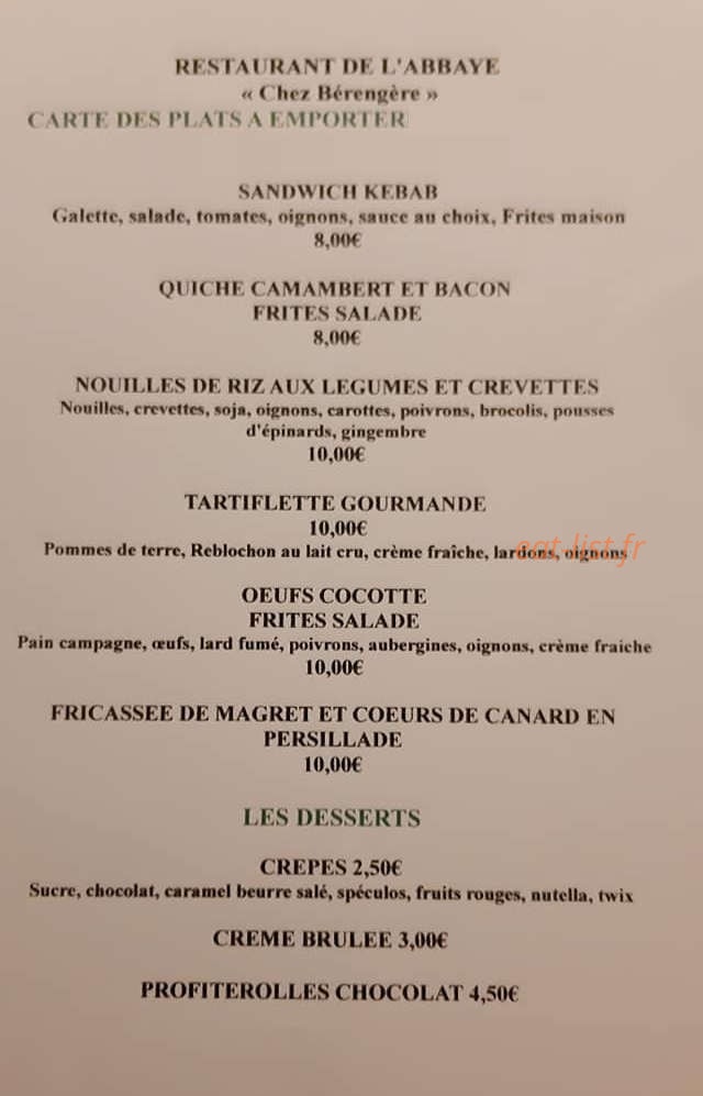 Chez Bérengère — carte page 1