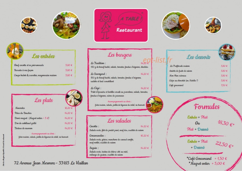 A table — carte page 1