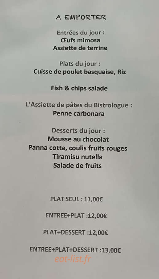 Le bistrologue — carte page 1