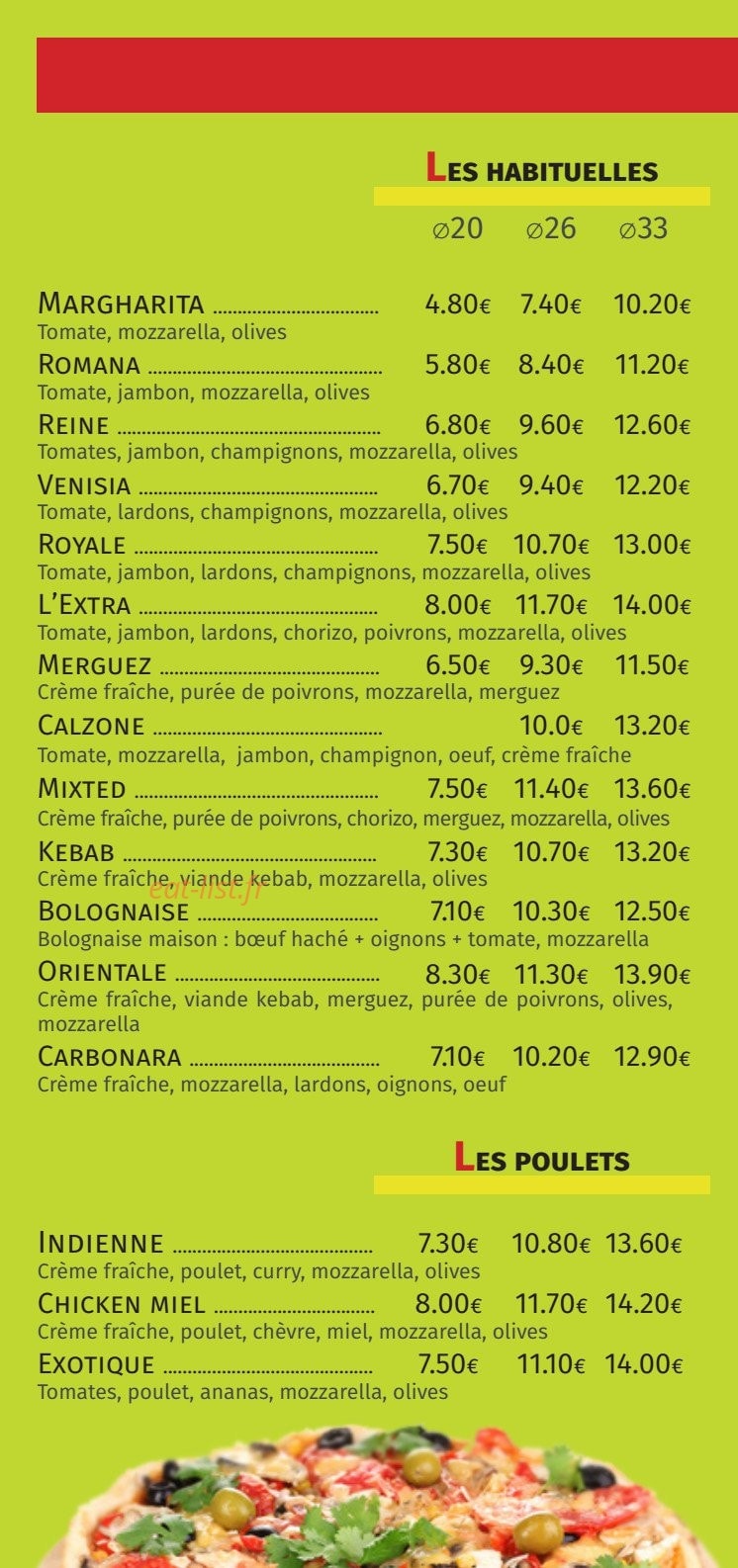 Miam Pizza — carte page 3