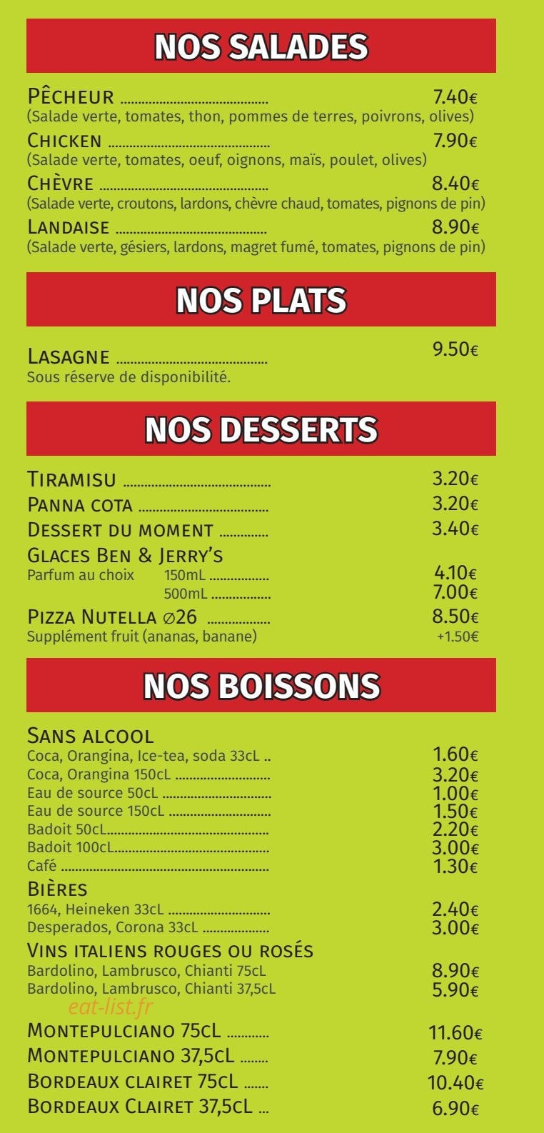 Miam Pizza — carte page 5