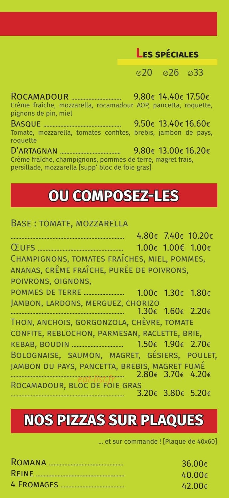 Miam Pizza — carte page 4